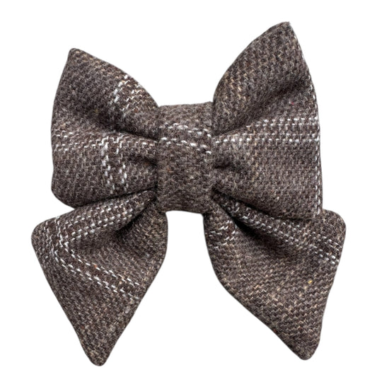 Sailor Bow Tie  - Brown Tweed x Highland Cow - Tweed print