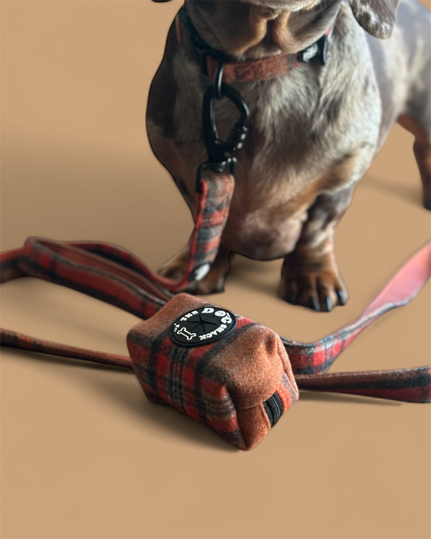 Poo Bag Holder  - Orange Tweed