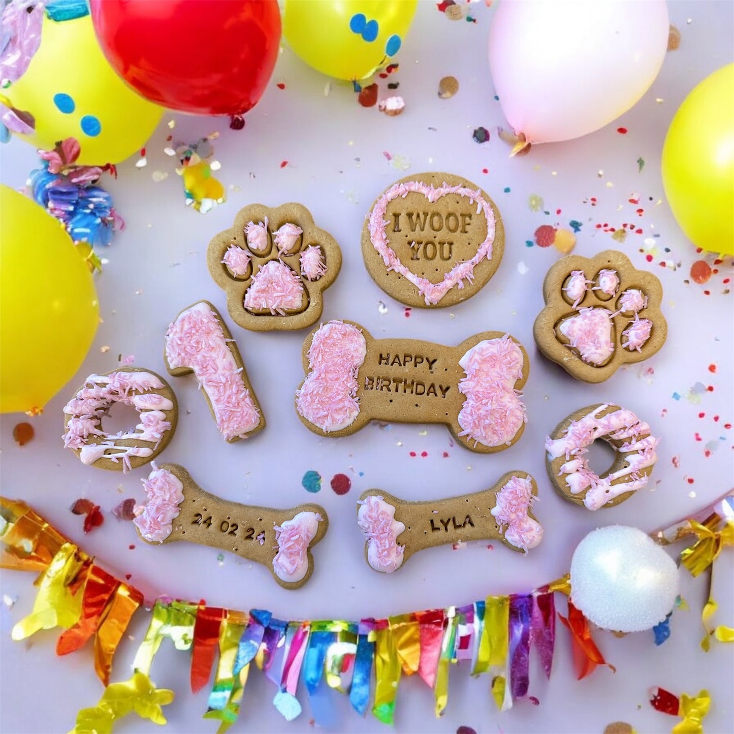 Happy Birthday Box - bone edition (personalised) Peanut Butter Dog Biscuits