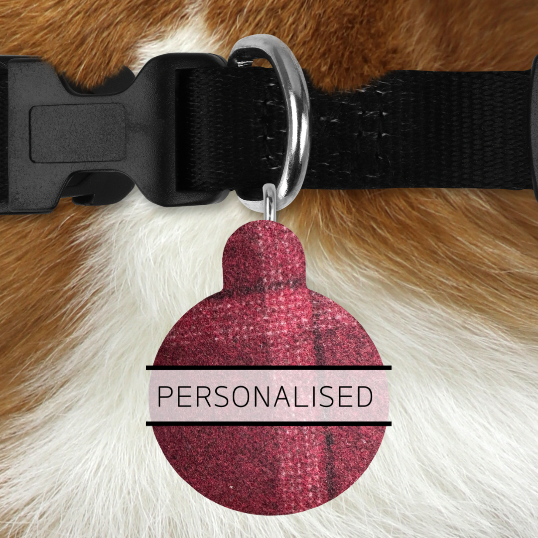 Personalised Pet ID Tags - Red Tweed