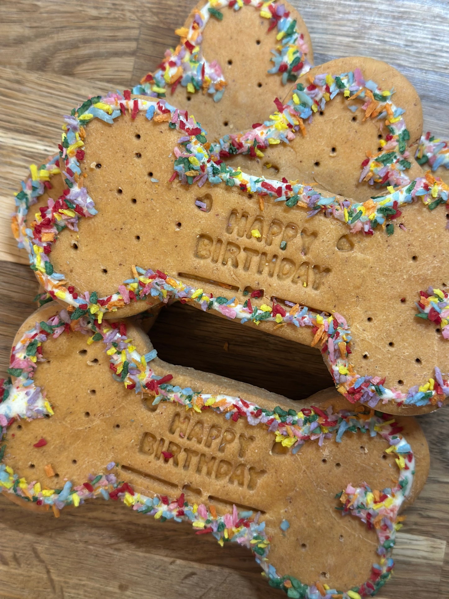 Happy Birthday Peanut Butter Large Dog Bone Biscuits