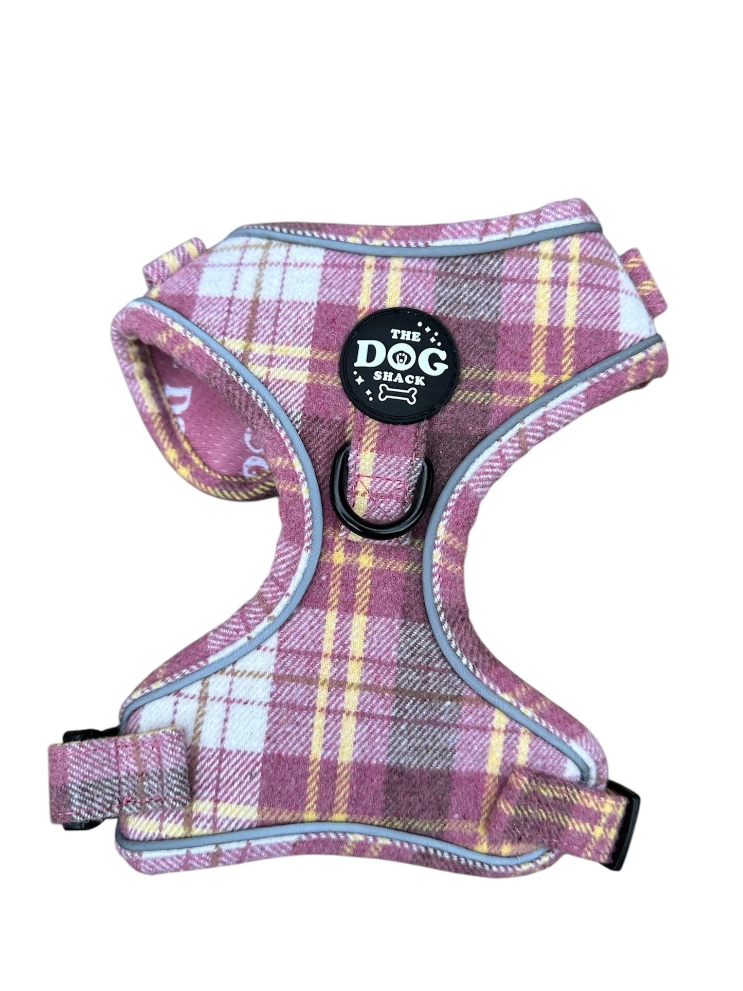 Adjustable 1 Clip & 3 Clip harness - Raspberry Tweed