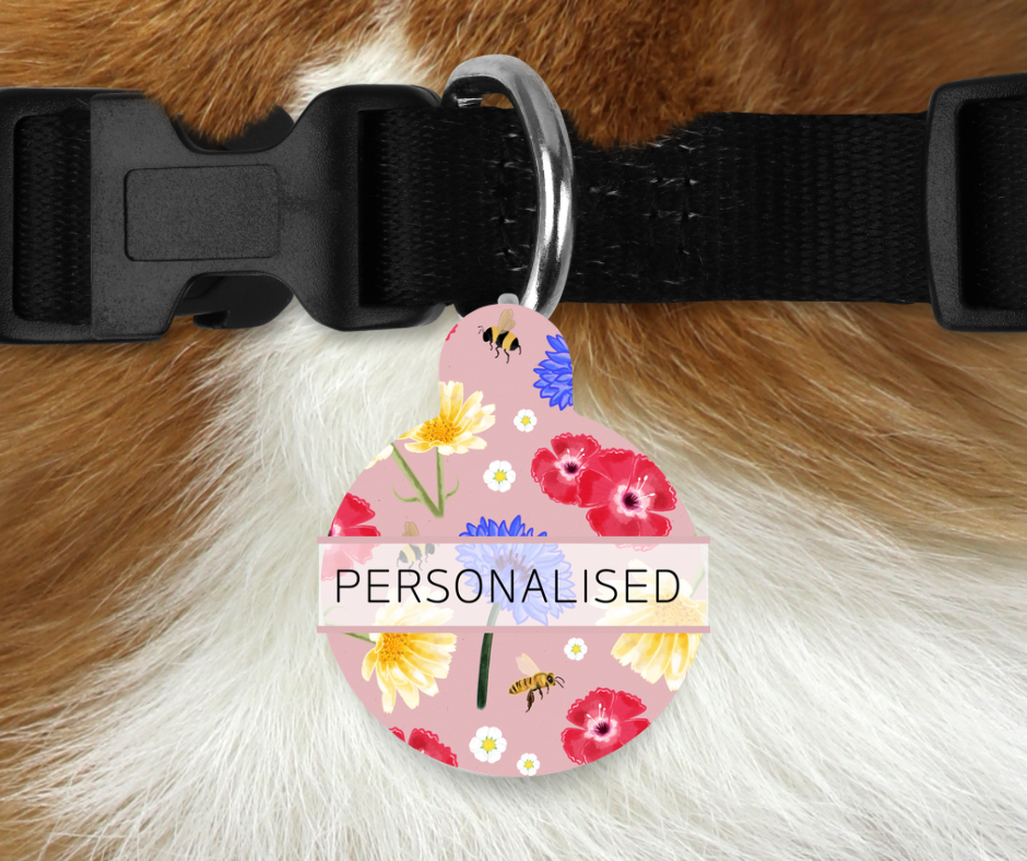 Personalised Pet ID Tags - Floral As Can Bee