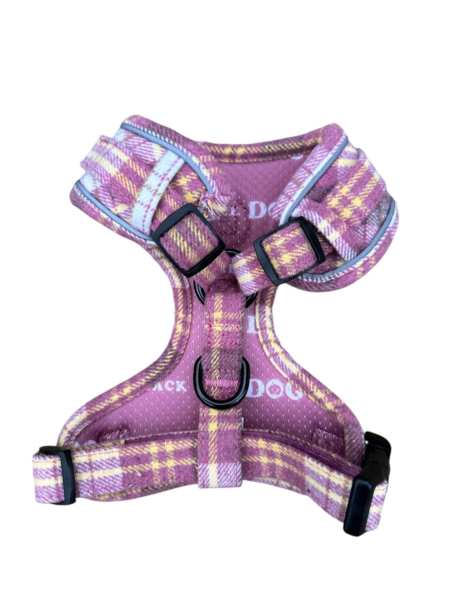Adjustable 1 Clip & 3 Clip harness - Raspberry Tweed