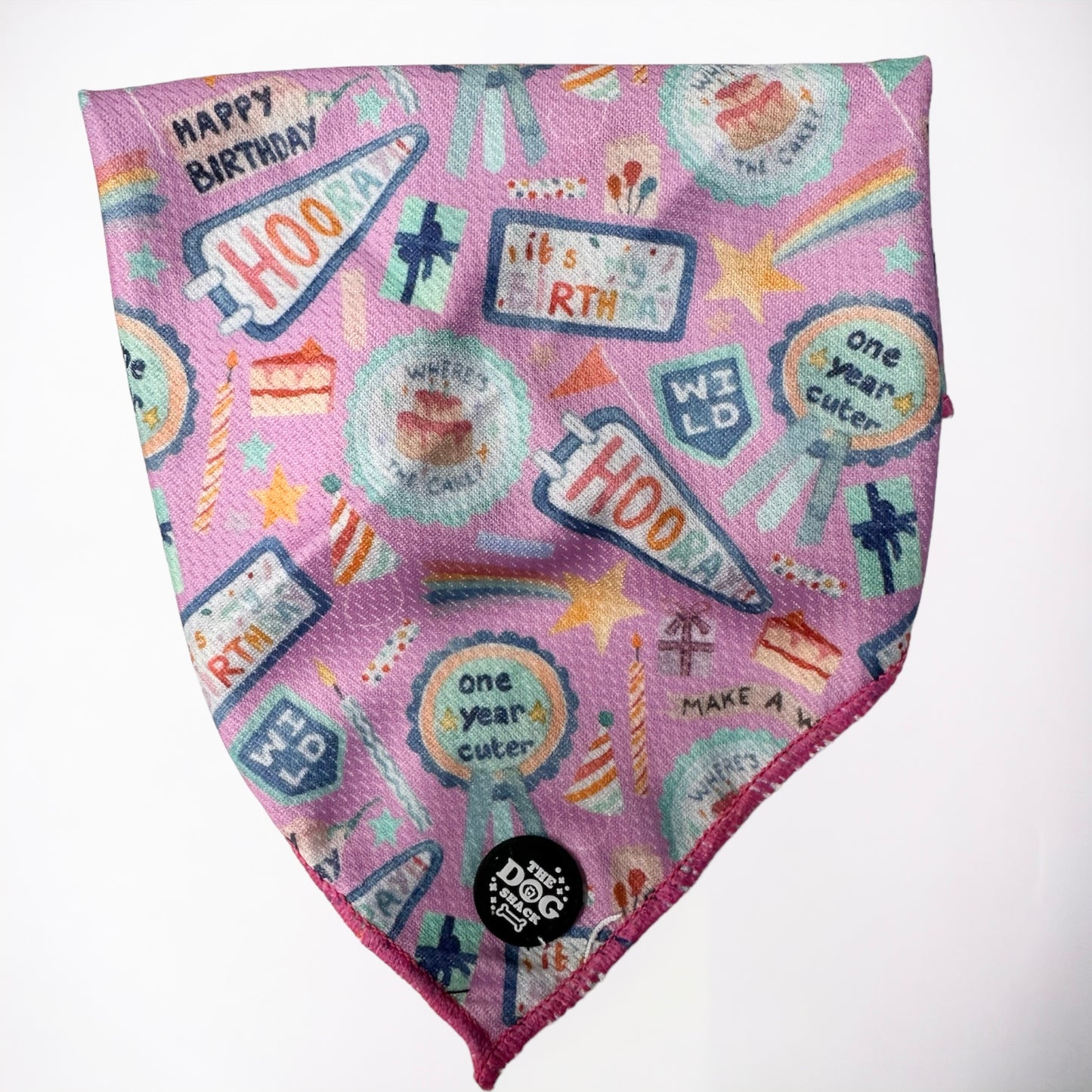 Tie On Bandana - Hooray it's my Birthday Yellow size small