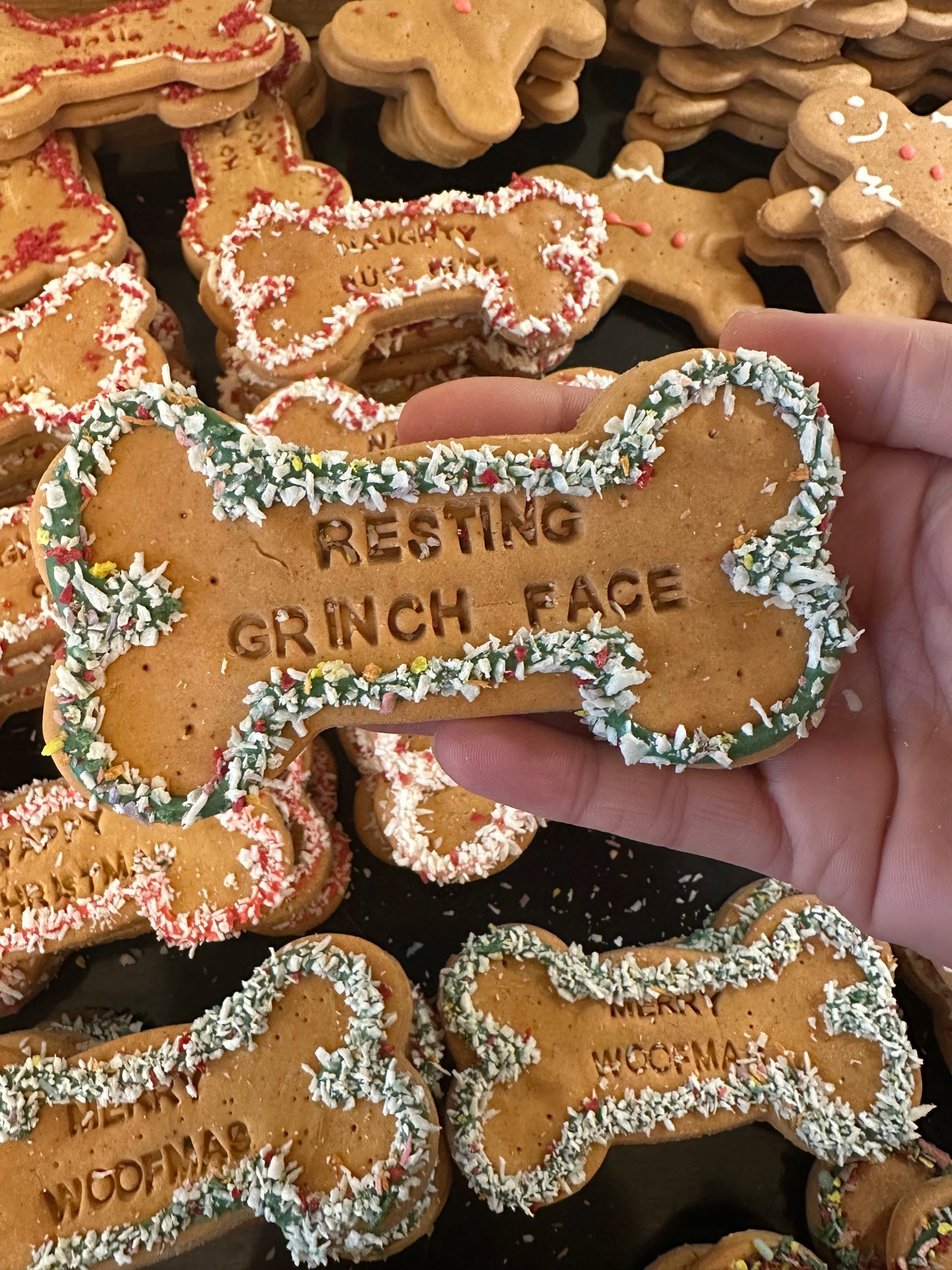 RESTING GRINCH FACE Grainfree Dog Biscuit