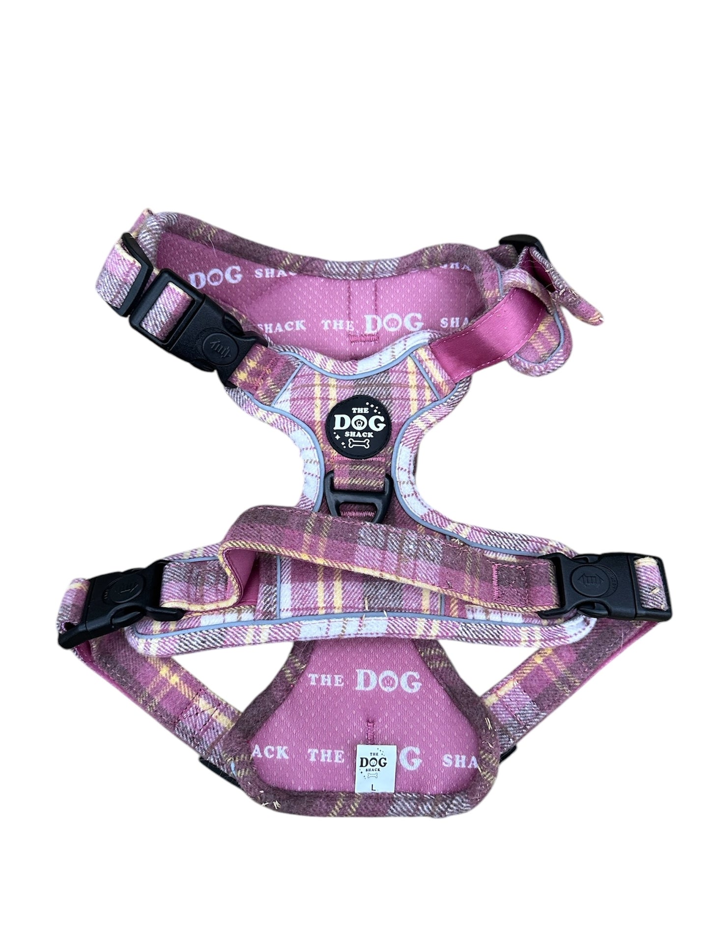 Adjustable 1 Clip & 3 Clip harness - Raspberry Tweed