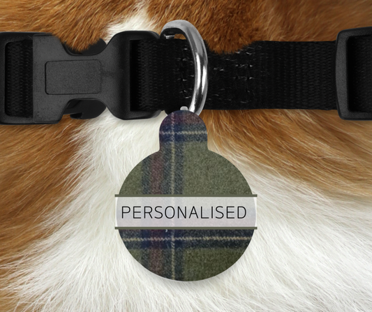 Personalised Pet ID Tags - Green Tweed