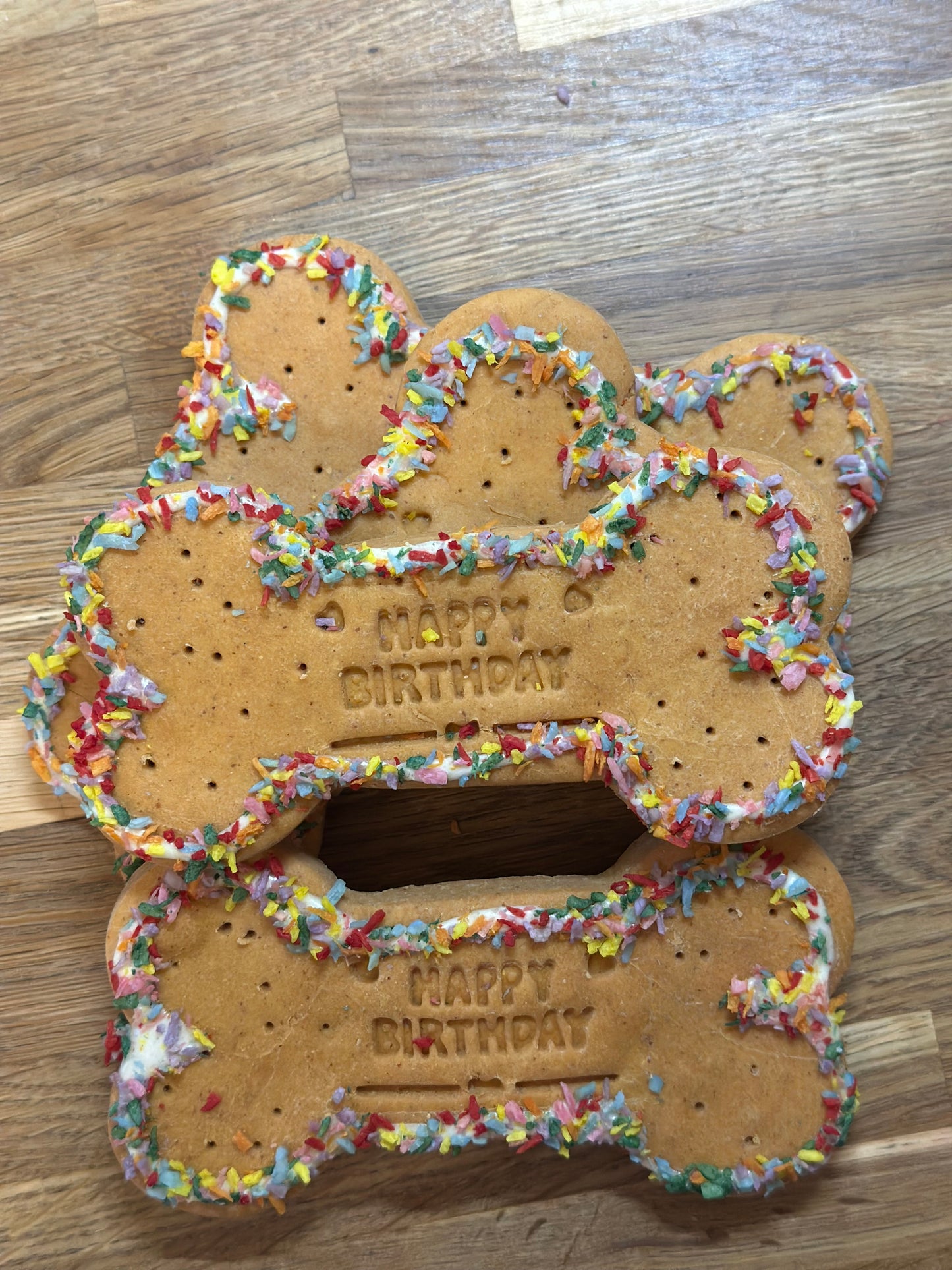 Happy Birthday Peanut Butter Large Dog Bone Biscuits