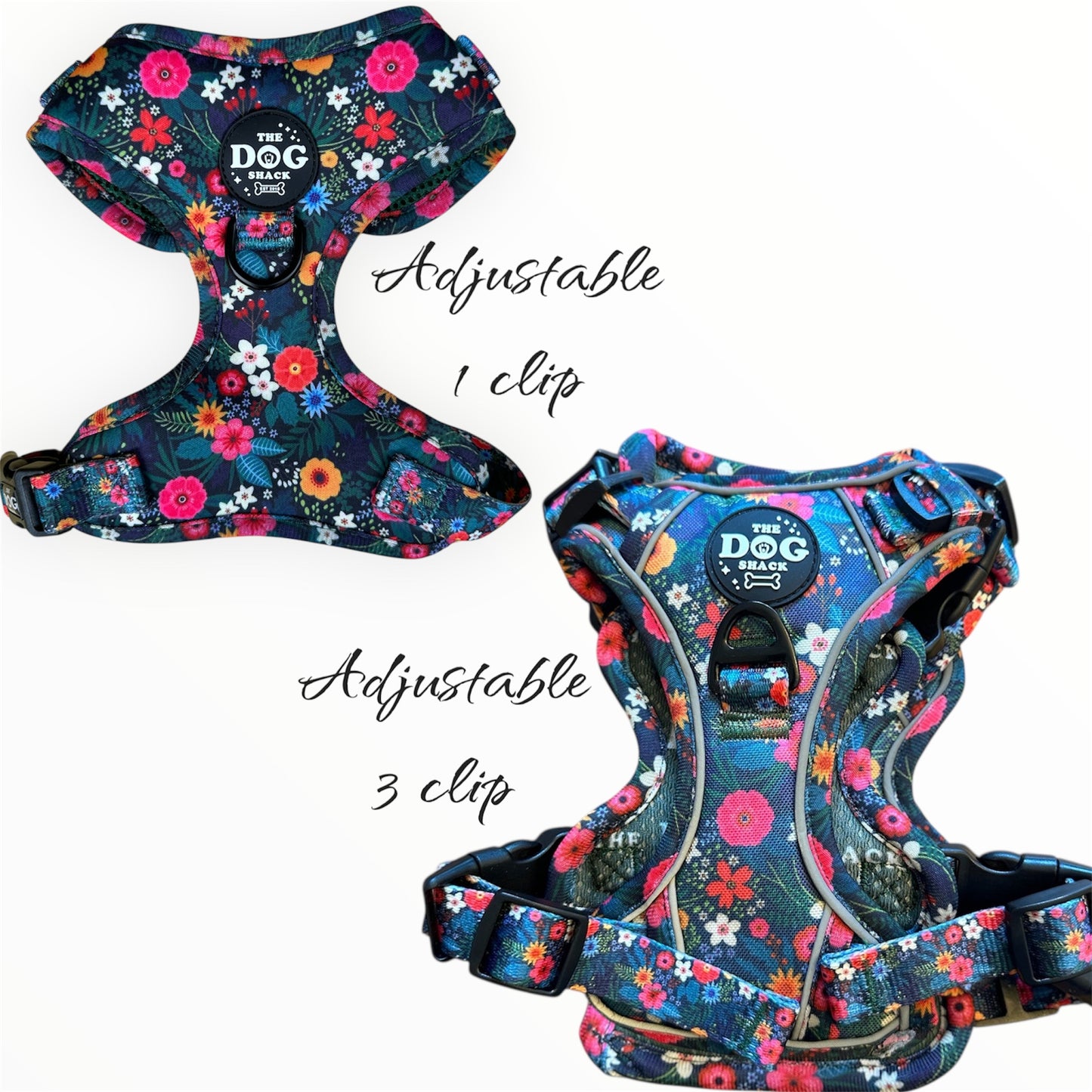 Adjustable 1 Clip & 3 Clip Harness - Ditsy Flowers