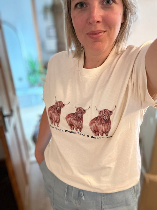 Muddy Boots, Wagging Tails & Highland Vibes T-Shirt