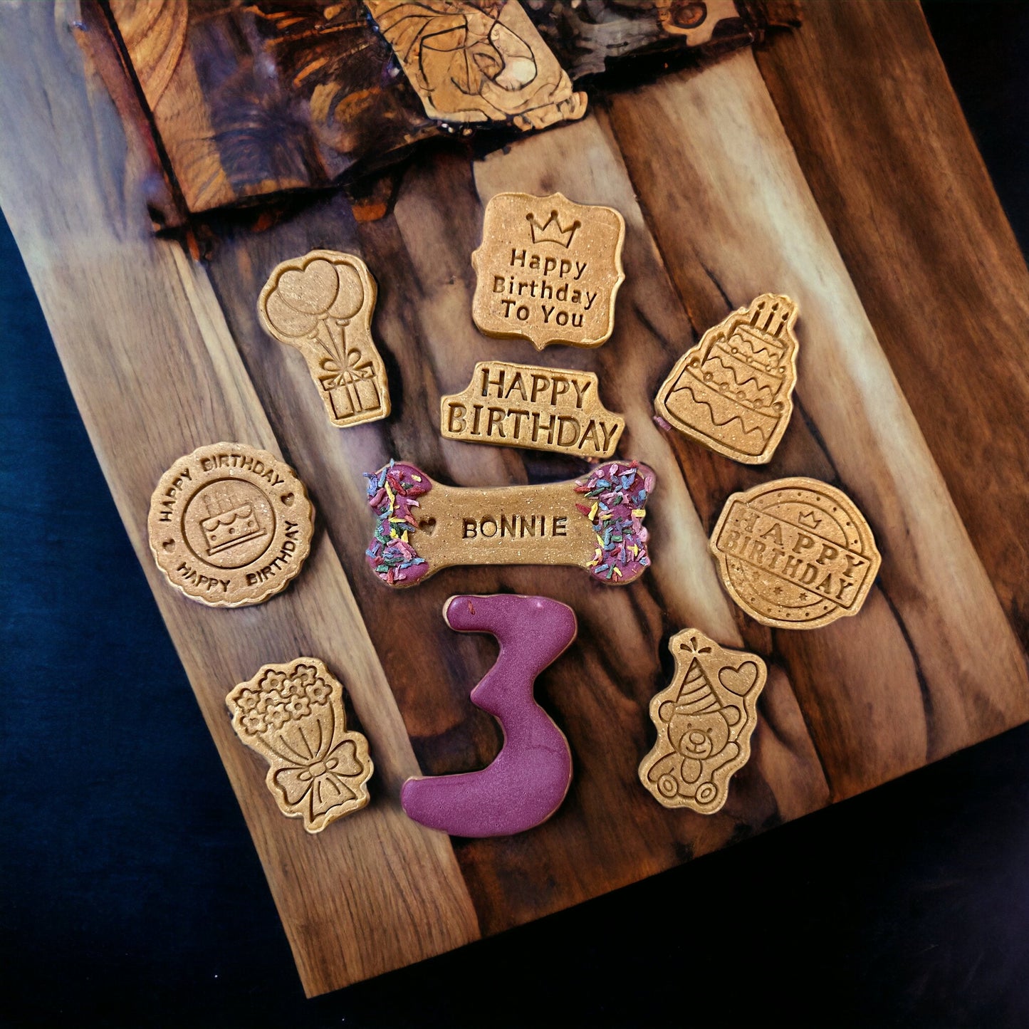 Happy Birthday Box (personalised) Peanut Butter Dog Biscuits