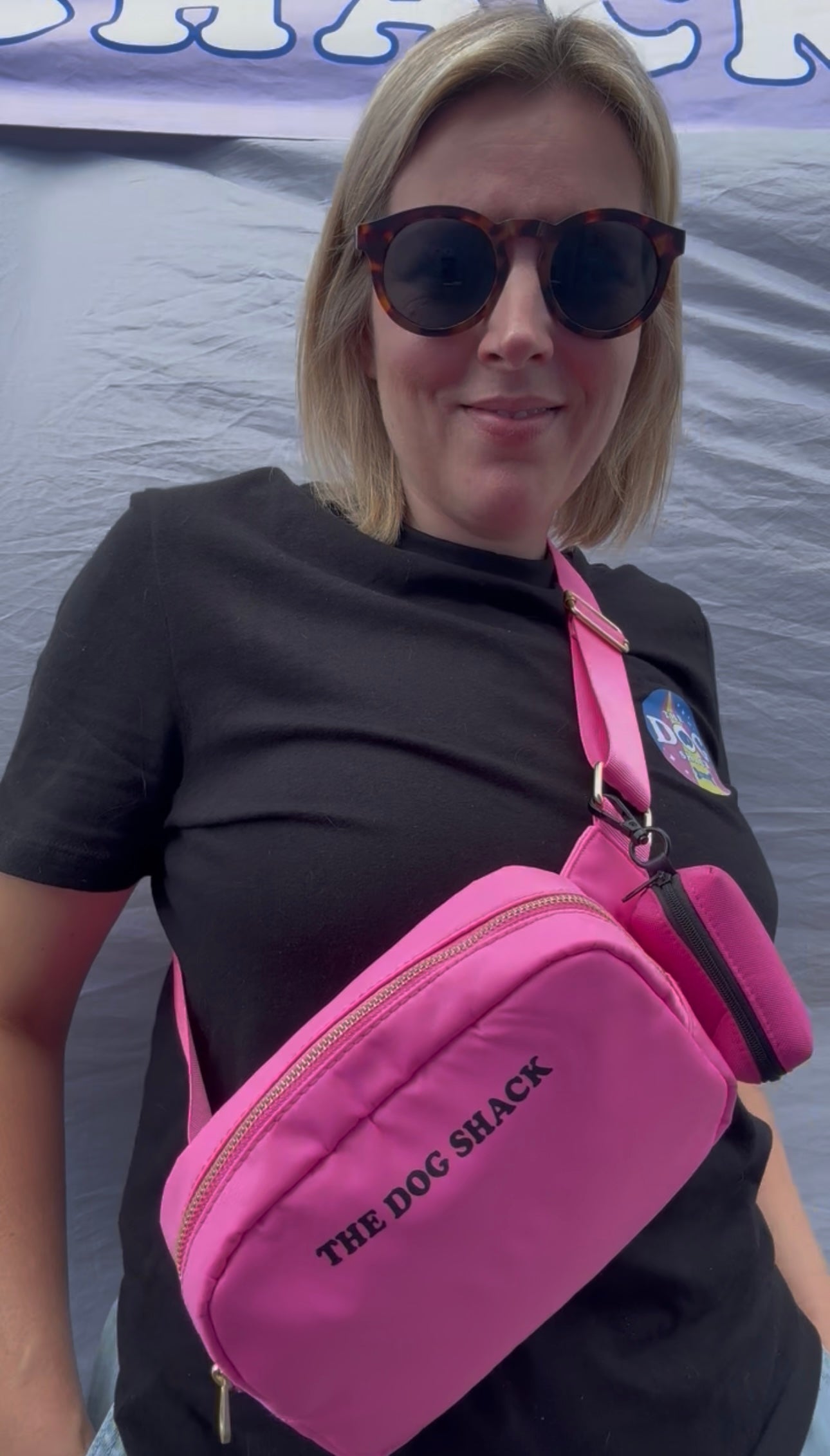Dog Walking Across The Body Bum Bag - Pink