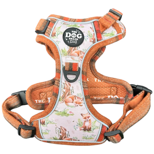 Adjustable 1 Clip & 3 clip harness - orange tweed x Fern Fox