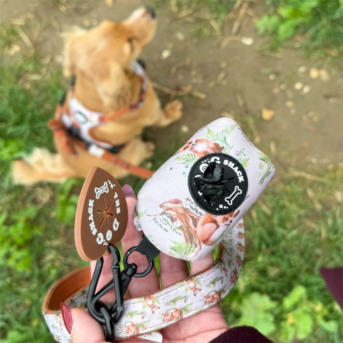 Poo Bag Holder  - Orange Tweed x Fern Fox