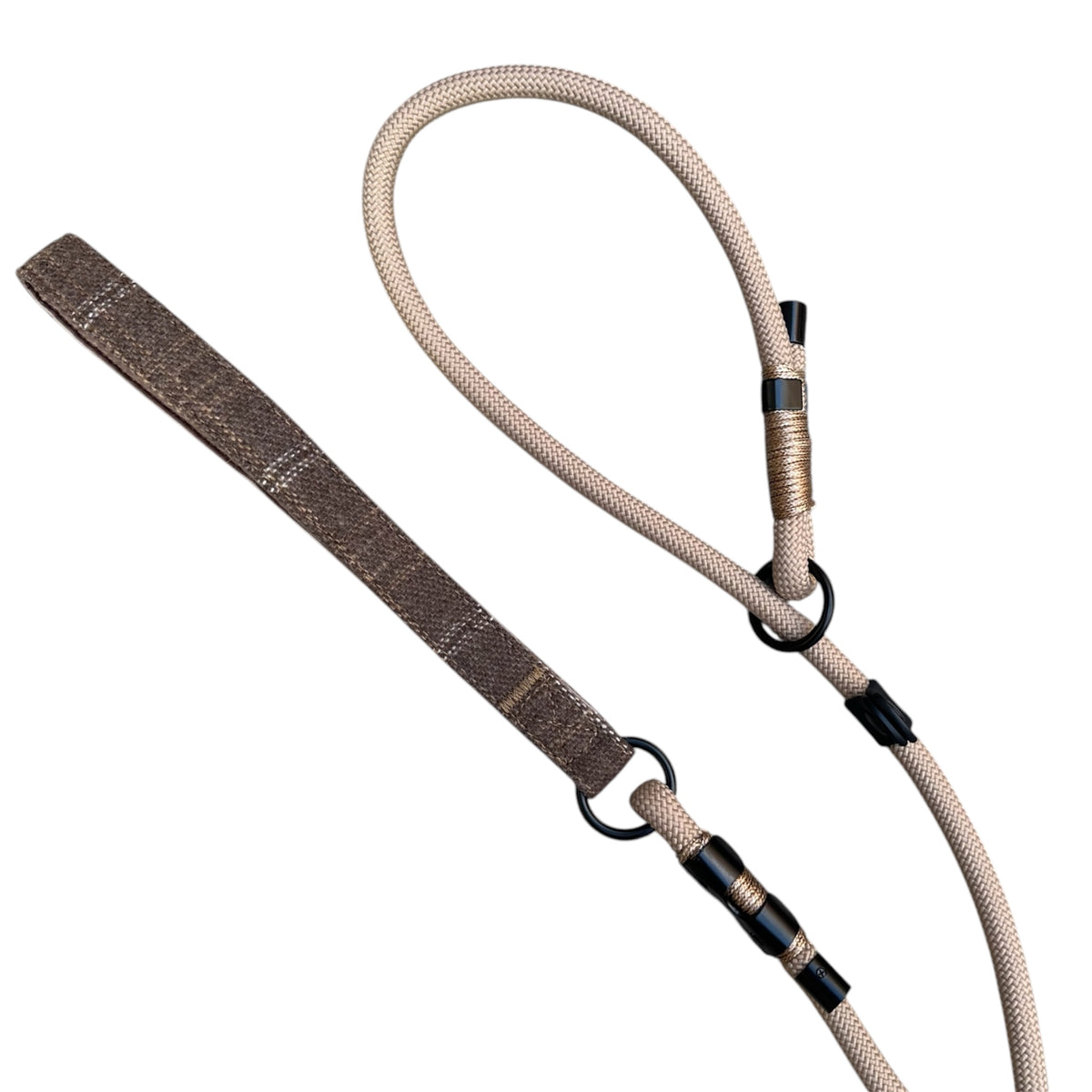 Brown Rope Slip Lead with Brown Tweed Handle