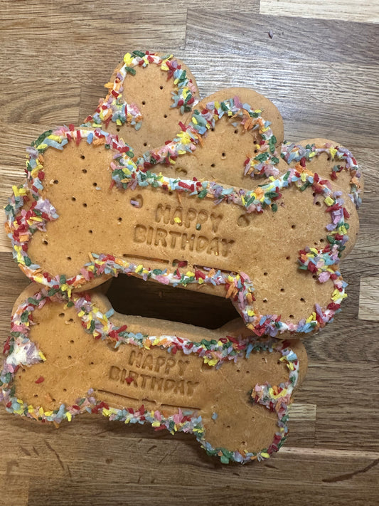 Happy Birthday Peanut Butter Large Dog Bone Biscuits