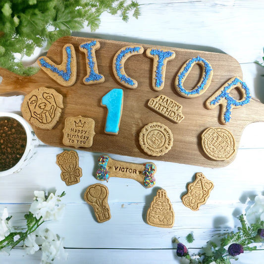 Duluxe Happy Birthday Box (personalised) Peanut Butter Dog  Biscuits