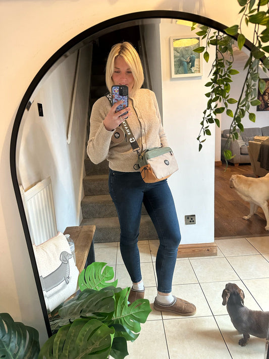 Dog Walking Bag 2 In 1 Bumbag & Handbag - Multi Natural