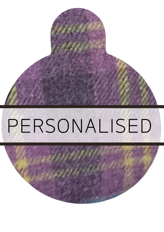 Personalised Pet ID Tags - Raspberry Tweed