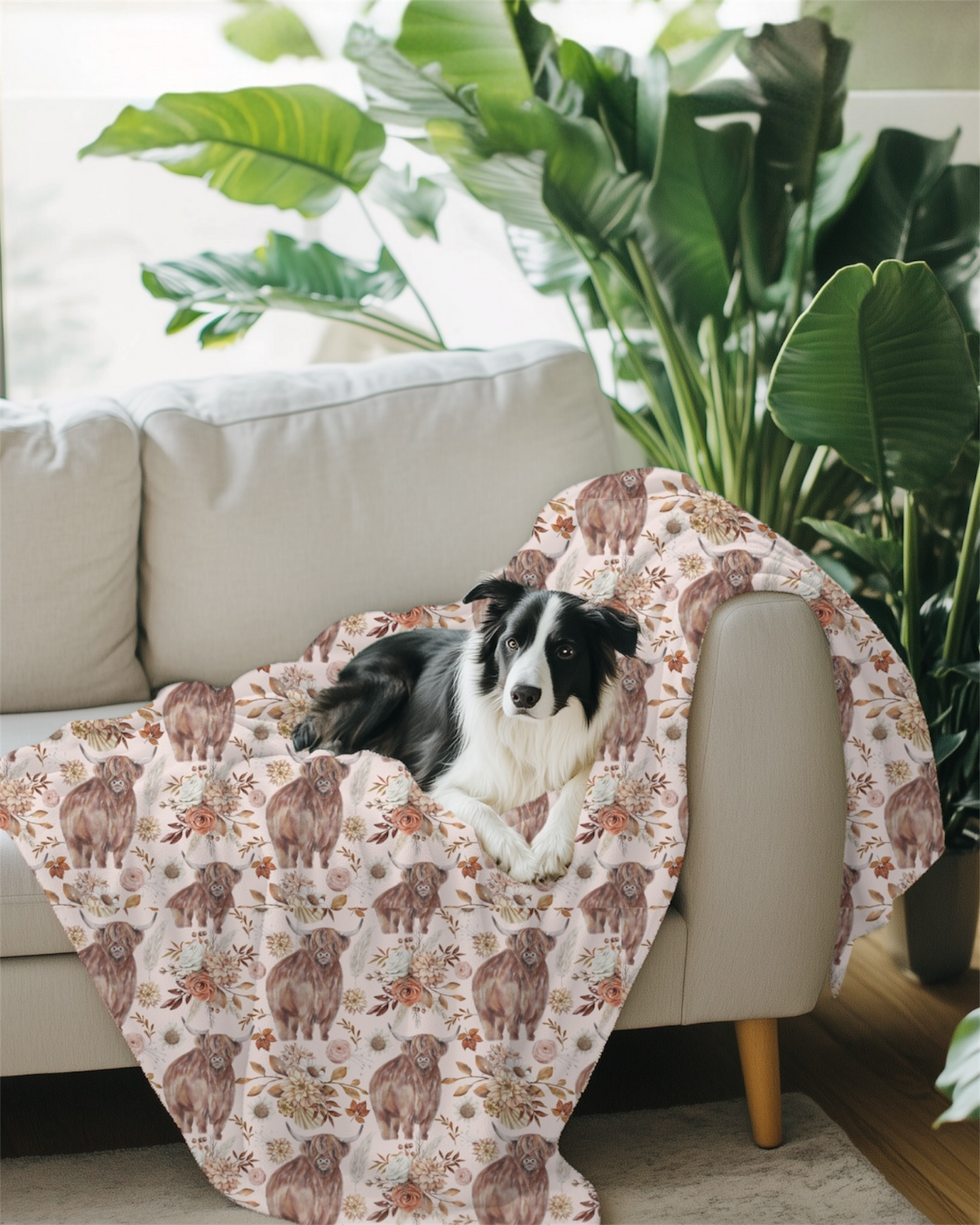 Dog Blanket - Brown Tweed x Highland Cow