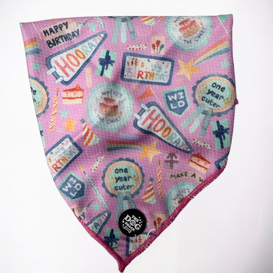 Tie On Bandana - Hooray it's my Birthday Pink size Large was £6