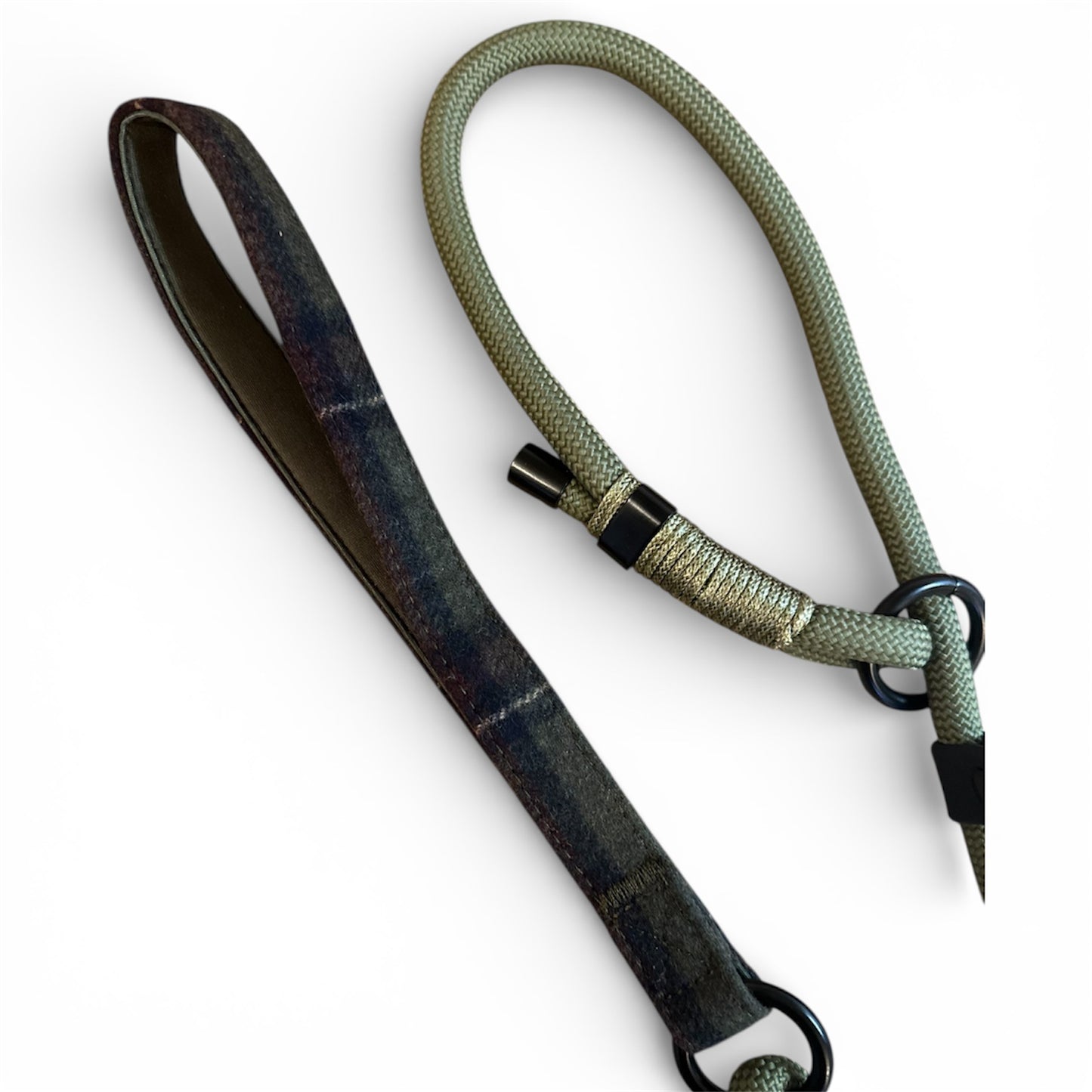 Slip lead with Green Tweed Handle