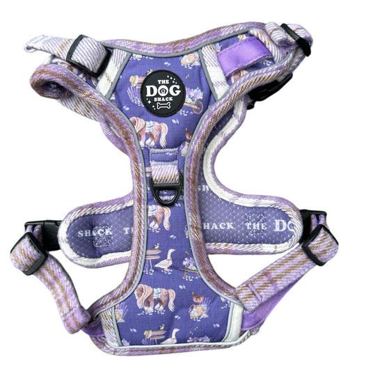 Adjustable 3 clip harness - Lavender Countryside