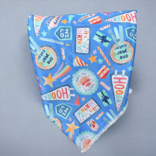 Tie On Bandana - Hooray it's my Birthday Blue size small was £6