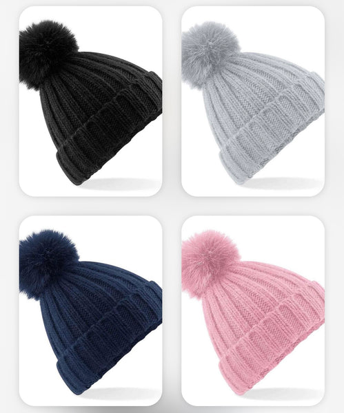 The Dog Shack Knitted Beanie hats with Pom Pom