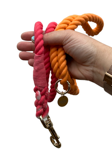 Rope Lead Single Handle Ended- Ombre Red & Orange