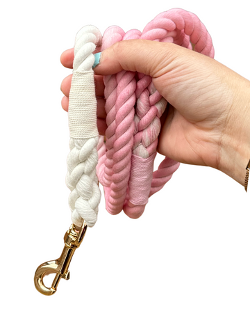 Rope Lead Single Handle Ended- Ombre Pink