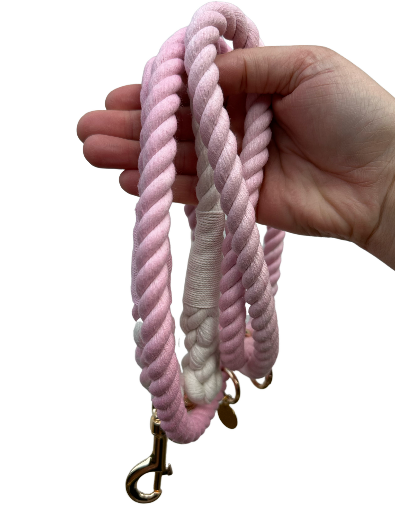 Double Ended Hands Free Rope Lead - Ombre pink